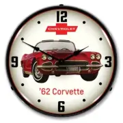 Retro Nostalgic 1962 Convertible Corvette LED Lighted Backlit Wall Clock NEW