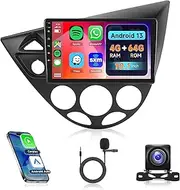 4G+64G Car Radio for Ford Focus 1998-2006, Rimoody Android 13 Car Stereo Carplay Android Auto Mirror Link 9'' Touch Screen GPS WiFi EQ BT/FM/RDS Backup Camera
