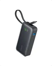 ANKER NANO 10K 30W POWER BANK WITH BUILT- IN USB-C CABLE (BLACK)