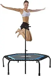 40"/50" Foldable Mini Trampoline,Fitness Rebounder with Adjustable Foam Handle,Exercise Trampoline for Adults Indoor/Outdoor Workout Max Load 330lbs