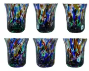 Set of Six 6 Murano Liquor Glasses Drinking Tumblers Multi Millefiori 8cm