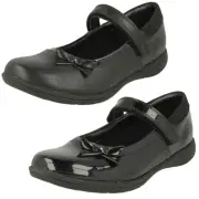 Girls Clarks Leather Hook & Loop School Shoes Venture Star