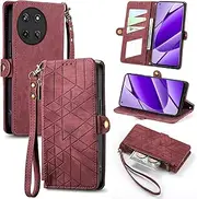 Compatible with OnePlus 11 5G Case,Compatible with 1+ OnePlus 11 5G Card Holder PU Leather Flip Stand Magnetic Closure Phone Cover Red