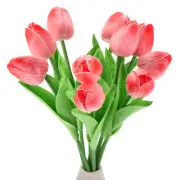 20pcs Tulips Artificial Flowers, Fake Tulip Stems Real Touch (Gradual Red)