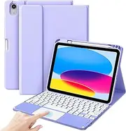 ProCase for iPad A16 11th / 10th Generation Case with Keyboard, Magnetically Detachable Wireless Keyboard with Multi-Touch Trackpad for iPad (A16) 2025 /10th Gen 2022 -Purple