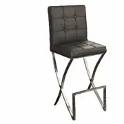 Oliver Black Leather Barstool