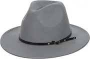 [HAPPYPOP] Fedora Hat Women's Winter Black Hat Women's Fashion Elegant Wide Brim Felt Hat for Fancy Dress Party Shootings Oktoberfest Bar Festivals, 65# Grey, Medium