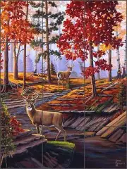 Ceramic Tile Mural Kitchen Backsplash Kendrick Deer Lodge Art POV-LKA027