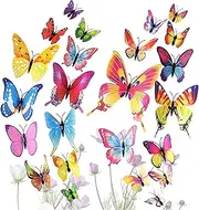 Magnetic 3D Butterfly Wall Decor, 24 Pcs Butterfly Wall Decals, Multicolor Crafts Butterflies Magnetic Decorations for Kids Room Party Wedding