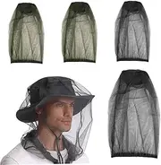 Midge Head Net 4Pcs Anti Bug Mosquito Head Net Fine Mesh Netting Cover Beekeeping Bee Veil for Outdoor Hiking Camping Fishing Black Green.