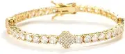 [LuxeFlex] 4mm Iced Out Clover Tennis Bracelet, White Gold Plated with 5A Zircon Stones, Handmade exquisite Hip Hop Jewelry, Perfect Unisex Gift