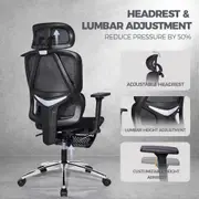 Furb Ergonomic Office Chair with Foot Rest for Task Work, Black