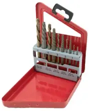 10 Piece Broken Screw Extractor and Left Hand Drill Bit Set w Metal Storage Box