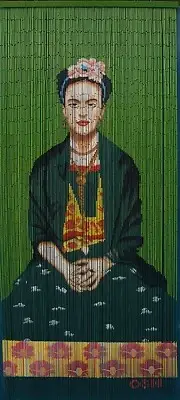 Frida Sitting Bamboo Door Curtain Hand Painted 125 Strings