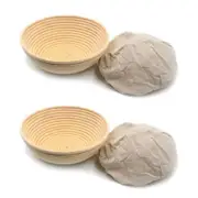 2PK Brunswick Bakers Round Rattan 25cm Bread Banneton w/ Lining Sourdough Basket