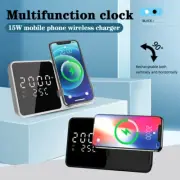 New 2024 15 w Digital LED Desk Alarm Clock Thermometer Wireless Charger