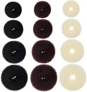 FOYTOKI 12pcs Hair Donut Bun Makers Elastic Hair Ropes for Women for Parties Weddings Daily Use Durable Comfortable Easy to Operate