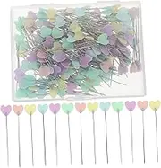 KALLORY 200Pcs Straight Sewing Pins with Heart Head Durable Location Pins for DIY Crafts Dressmaking Quilting and Embroidery Case