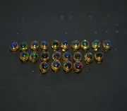 WHOLESALE 11PR 925 SILVER 24CT GOLD OVERLAY BLACK ETHIOPIAN OPAL STUD EARRING B1
