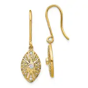 Solid 14k Yellow Gold Simulated CZ Vintage LeverbacK Earrings