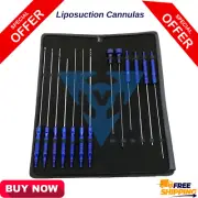Liposuction Set of 13 Cannulas including 11 Fixed Handle, 2 Tomy Hub,