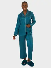 Womens Long Satin Pj Set