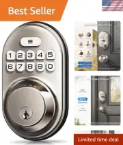 Electronic Keyless Door Lock Satin Nickel Deadbolt Auto Lock Waterproof Security