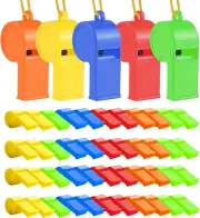 WSYUB 48Pcs Plastic Whistles, Sports Whistle Bulk with Lanyard, Super Loud