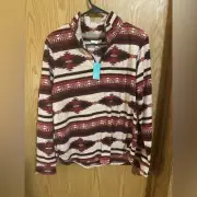 Maurice's Aztec women's pullover collared zip up sweatshirt medium new w tags