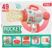 49 Holes Rocket Electric Bubble Machine Automatic Pink with Lights