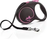 Flexi Black Design Tape Pink Large 5m Retractable Dog Leash/Lead for Dogs up to 50kgs/110lbs