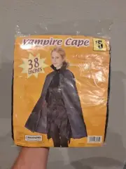 Halloween Vampire Cape * 38 Inches * Black * 100% Polyester * NEW IN BAG