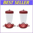 Durable 16 oz Plastic Hummingbird Feeders - 2 Pack with Easy Clean Design