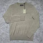 All Saints Sweater Mens Medium Green Knit Merino Mode Crewneck Pullover Wool NEW