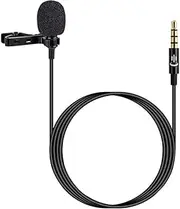 Lapel Portable Clip-on Microphone Mic 3.5mm o Plug Length 1.5m Omni-Directional Noise-c ing Mic for Phone Camera Computer Laptop for Video Recording View Webcast Black 3.5mm