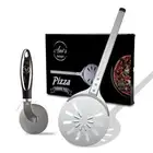 8" Perforated Pizza Turning Peel With Extra Pizza Wheel Cutter | Lightweight Alu