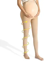 Maternity Medical Compression Tights by Beister, 20-30mmHg Graduated Support Pregnancy Legging with Button Elastic Band & Abdominal Protection, Footless High Waist Compression Pantyhose for Varicosity
