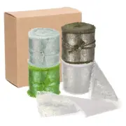 4pcs Chiffon Ribbon, 1 1/2"x5 Yard Silk Ribbon, Green Glitter Fabric Ribbon