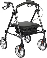 Australia Rollator|Classic 4 wheel Walkers with seat and brakes for Seniors, Rollator Walker with Seat, backrest, basket, large Wheels- Easy Folding Senior Walker Lightweight Mobility Walking Aid, support up to 136 kg R3 BL (BLACK)