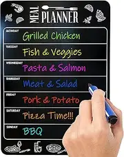 A4 Weekly Meal Planner Dry Erase Board - Fridge Kitchen Blackboard Magnetic Meal Planner - Grocery List - Magnet