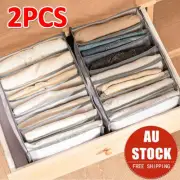 2x 7 Grids Jeans Clothes Storage Boxes Organizer Drawer Leggings Closet Wardrobe