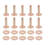 50 Set 9x3.3x14mm Solid Copper Rivets and Burrs Leather Fastener, Copper Tone