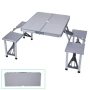 Portable Folding Picnic Table Camping Party Outdoor 4 Seats Set w/ Umbrella Hole
