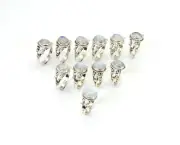 WHOLESALE 11PC 925 SOLID STERLING SILVER WHITE RAINBOW MOONSTONE RING LOT k098