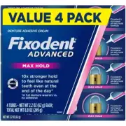 Fixodent Advanced Max Hold Denture Adhesive, 2.2 Ounce (Pack of 4)
