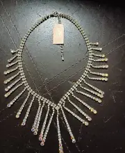 VINTAGE KIRK’S FOLLY Aurora Borealis CRYSTAL BIB NECKLACE Orginal Tag Attached