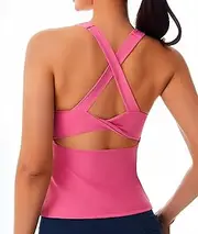 [JOYSPELS] Womens Workout Tank Tops Sleeveless Athletic Scoop Neck Camisole Gym Yoga Tops Built in Bra