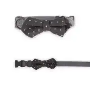 Top Paw Bow Tie Adjustable Gray Dog Collar Size Small D-Ring Fashion Event