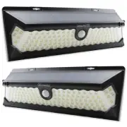 2 Pack 120 LED Solar Power Motion Sensor Wall Light Outdoor Garden Lamp Black