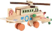 Kisangel Colorful Wooden Helicopter Model for Safe and Chic Decoration Present for Learning and Play for Home Decor and Desktop Display